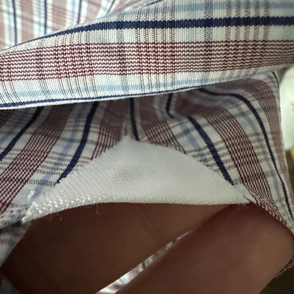 Mattabisch Napoli - Men's Brown Blue White Plaid Shirt (15.75, 40) - Picture 7 of 10